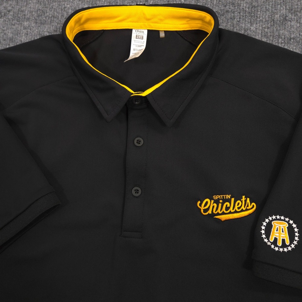UNRL Barstool Sports Spittin Chiclets Polo Shirt Mens 2XL Black Performance Golf